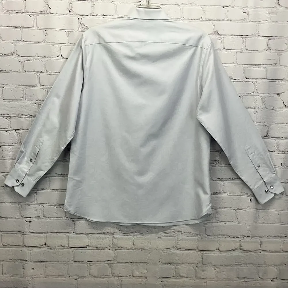 Murano Shirt Men's Size L Silver Paisley Liquid Luxury Button Down Business Soft - Picture 9 of 11